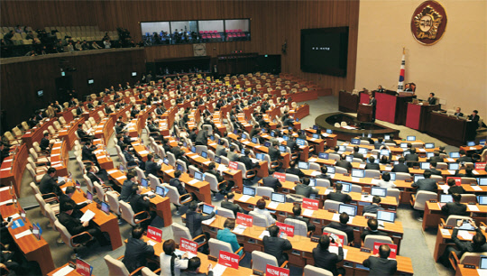 권영진 국회 의사국장이 8일 국회 본회의장에서 '박근혜 대통령 탄핵소추안'을 국회 본회의장에서 보고하고 있다. 본회의 보고 후 24시간 이후 72시간 이내 표결에 들어가야 한다. 9일 대통령 탄핵 가부와 상관없이 정국이 요동칠 것으로 예상된다.  유동일기자 eddieyou@
